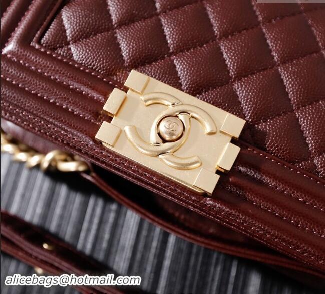 Famous Brand Chanel Grained Calfskin Small Classic Leboy Flap Bag A67085 Burgundy