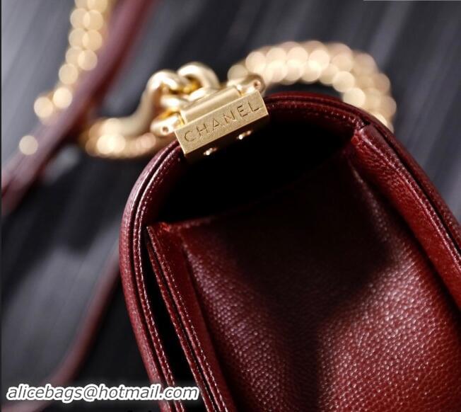 Famous Brand Chanel Grained Calfskin Small Classic Leboy Flap Bag A67085 Burgundy