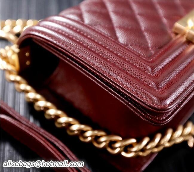 Famous Brand Chanel Grained Calfskin Small Classic Leboy Flap Bag A67085 Burgundy