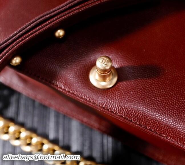 Famous Brand Chanel Grained Calfskin Small Classic Leboy Flap Bag A67085 Burgundy