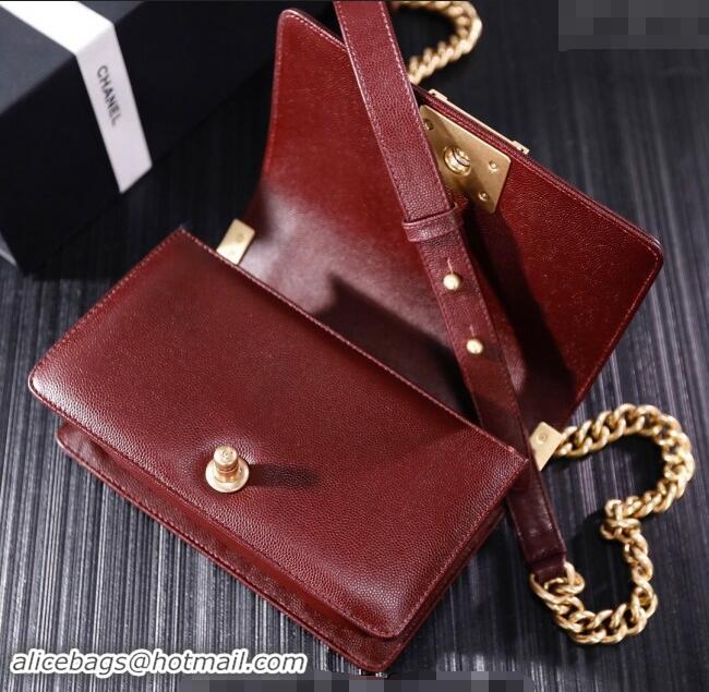 Famous Brand Chanel Grained Calfskin Small Classic Leboy Flap Bag A67085 Burgundy