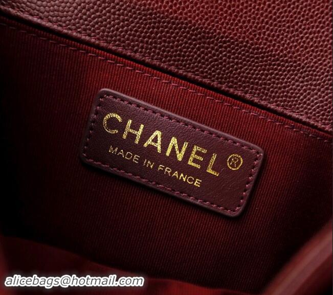 Famous Brand Chanel Grained Calfskin Small Classic Leboy Flap Bag A67085 Burgundy