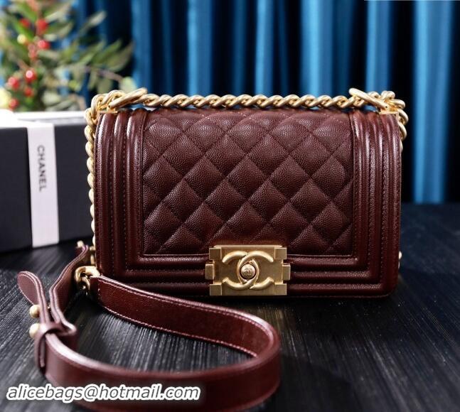 Famous Brand Chanel Grained Calfskin Small Classic Leboy Flap Bag A67085 Burgundy