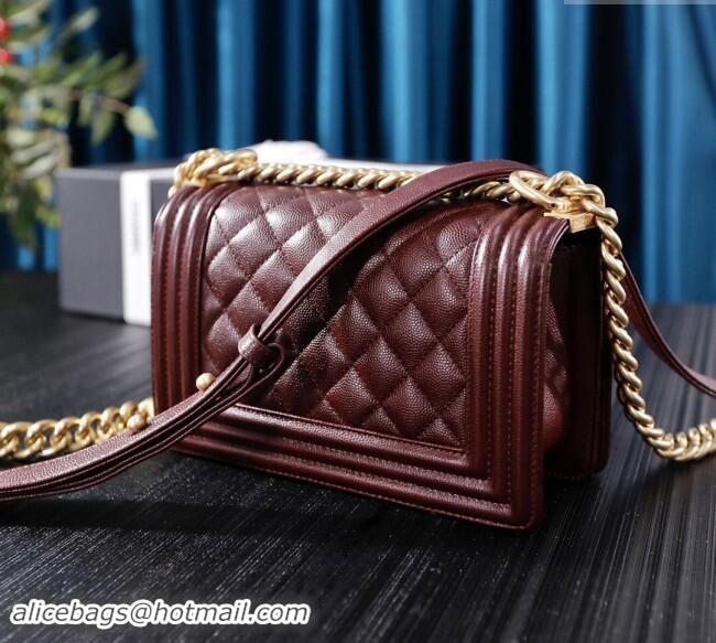 Famous Brand Chanel Grained Calfskin Small Classic Leboy Flap Bag A67085 Burgundy