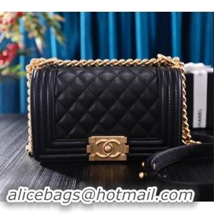 Super Quality Chanel Grained Calfskin Small Classic Le Boy Flap Bag A67085 Black/Gold