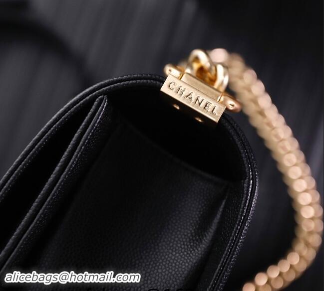 Super Quality Chanel Grained Calfskin Small Classic Le Boy Flap Bag A67085 Black/Gold