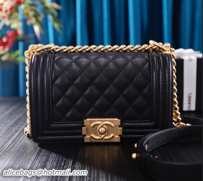 Super Quality Chanel Grained Calfskin Small Classic Le Boy Flap Bag A67085 Black/Gold