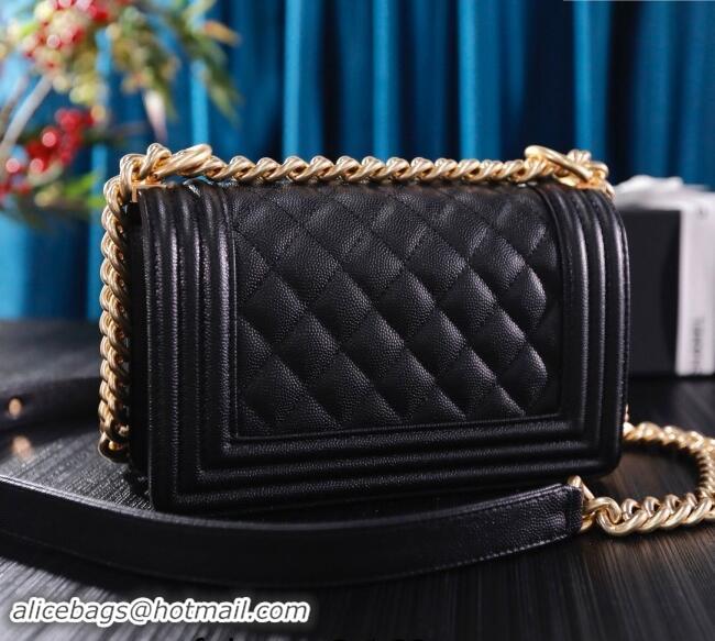 Super Quality Chanel Grained Calfskin Small Classic Le Boy Flap Bag A67085 Black/Gold