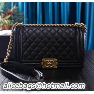 Promotional Chanel Grained Calfskin Medium Classic Le Boy Flap Bag A67086 Black/Gold