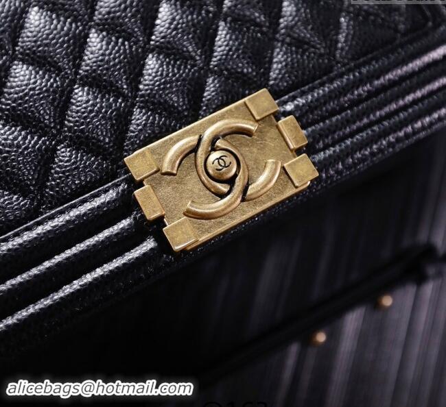 Promotional Chanel Grained Calfskin Medium Classic Le Boy Flap Bag A67086 Black/Gold