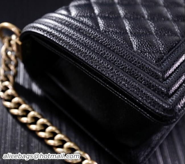 Promotional Chanel Grained Calfskin Medium Classic Le Boy Flap Bag A67086 Black/Gold