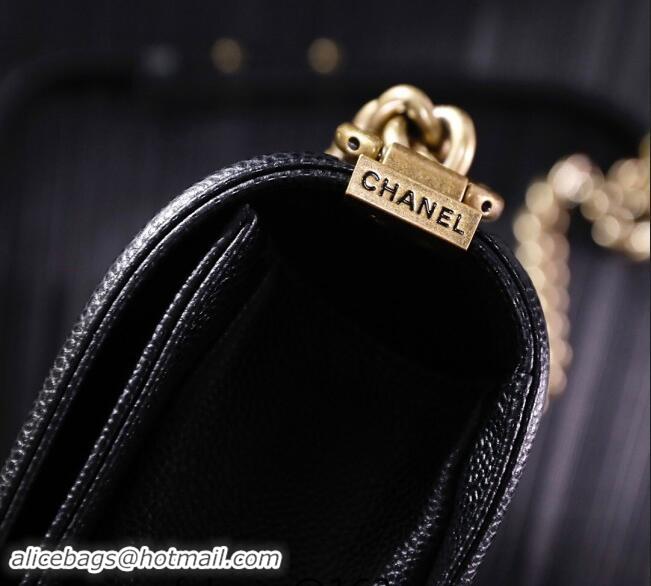 Promotional Chanel Grained Calfskin Medium Classic Le Boy Flap Bag A67086 Black/Gold