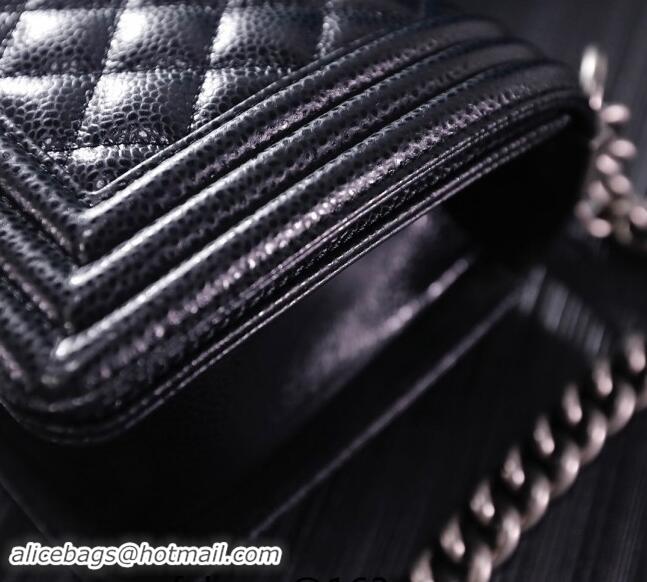 Famous Brand Chanel Grained Calfskin Medium Classic Leboy Flap Bag A67086 Black/Silver