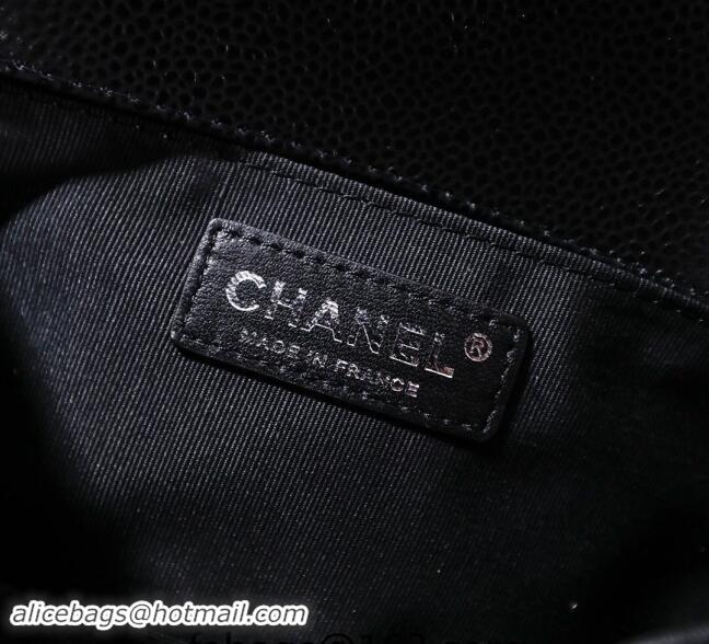 Famous Brand Chanel Grained Calfskin Medium Classic Leboy Flap Bag A67086 Black/Silver