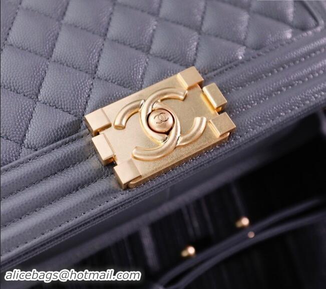 Top Grade Chanel Grained Calfskin Medium Classic Le Boy Flap Bag A67086 Grey/Gold