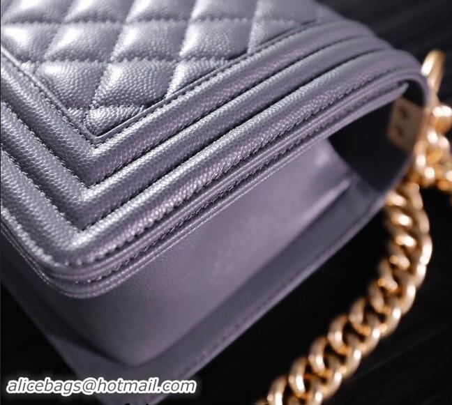 Top Grade Chanel Grained Calfskin Medium Classic Le Boy Flap Bag A67086 Grey/Gold