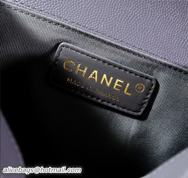 Top Grade Chanel Grained Calfskin Medium Classic Le Boy Flap Bag A67086 Grey/Gold