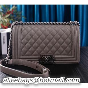 Cheapest Chanel Grained Calfskin Medium Classic Leboy Flap Bag A67086 Grey/Silver