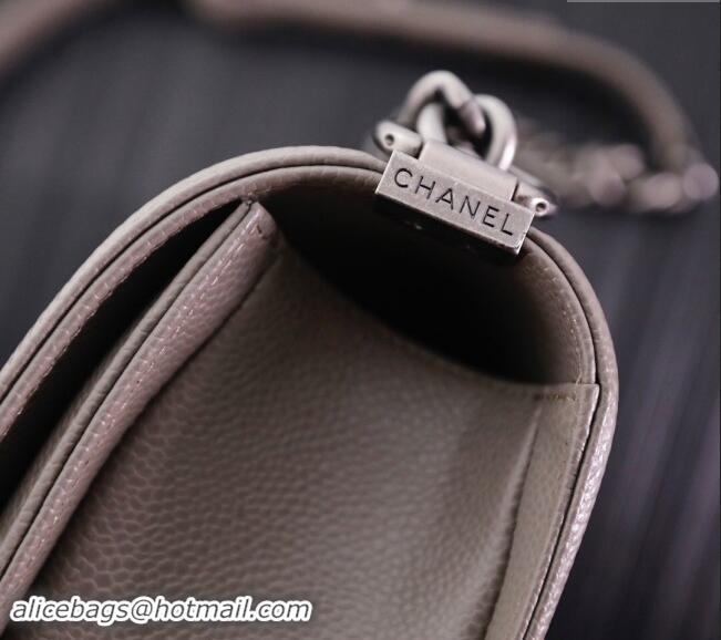 Cheapest Chanel Grained Calfskin Medium Classic Leboy Flap Bag A67086 Grey/Silver