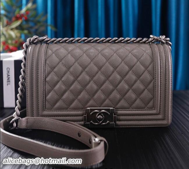 Cheapest Chanel Grained Calfskin Medium Classic Leboy Flap Bag A67086 Grey/Silver