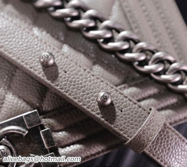 Cheapest Chanel Grained Calfskin Medium Classic Leboy Flap Bag A67086 Grey/Silver