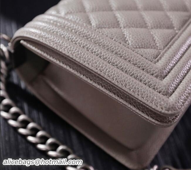 Cheapest Chanel Grained Calfskin Medium Classic Leboy Flap Bag A67086 Grey/Silver