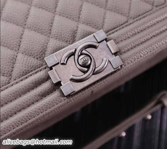 Cheapest Chanel Grained Calfskin Medium Classic Leboy Flap Bag A67086 Grey/Silver