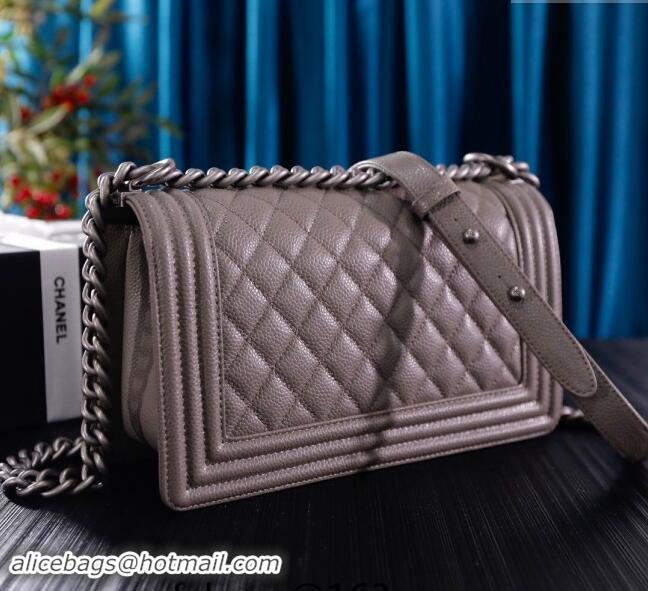 Cheapest Chanel Grained Calfskin Medium Classic Leboy Flap Bag A67086 Grey/Silver