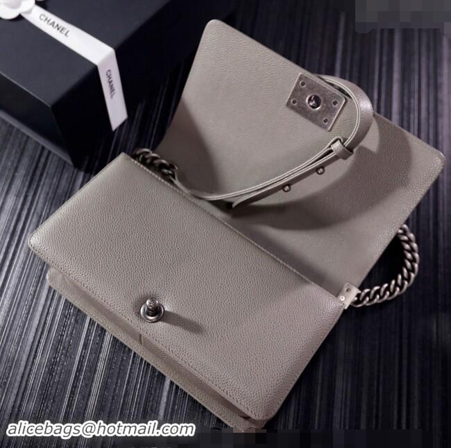 Cheapest Chanel Grained Calfskin Medium Classic Leboy Flap Bag A67086 Grey/Silver