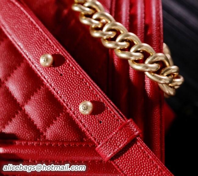 Top Design Chanel Grained Calfskin Medium Classic Le Boy Flap Bag A67086 Red