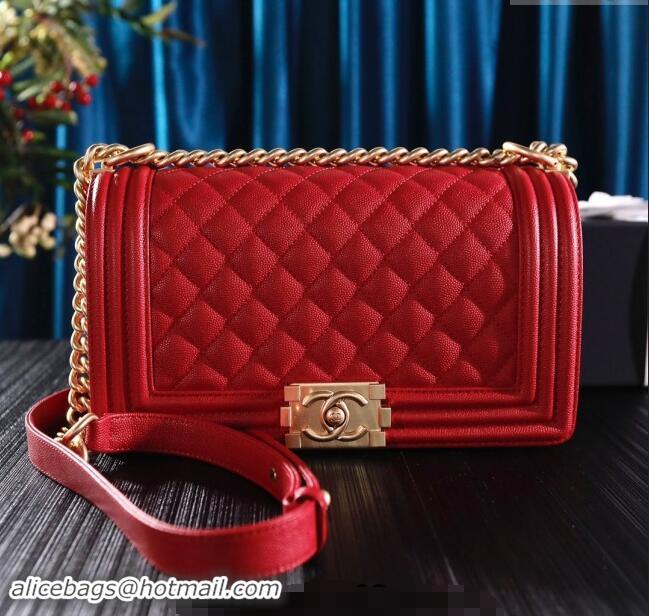 Top Design Chanel Grained Calfskin Medium Classic Le Boy Flap Bag A67086 Red