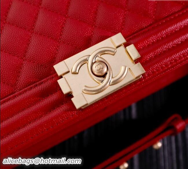 Top Design Chanel Grained Calfskin Medium Classic Le Boy Flap Bag A67086 Red