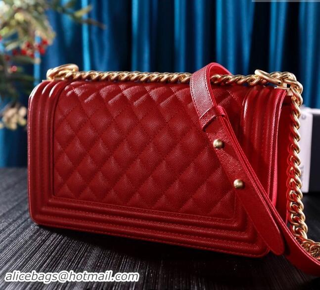 Top Design Chanel Grained Calfskin Medium Classic Le Boy Flap Bag A67086 Red