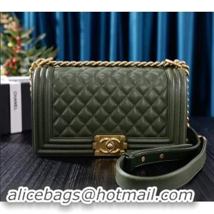 Good Product Chanel Grained Calfskin Medium Classic Le Boy Flap Bag A67086 Green