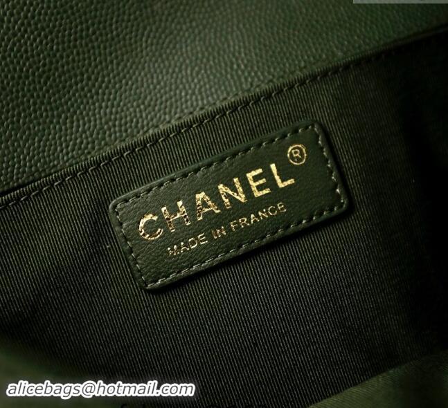 Good Product Chanel Grained Calfskin Medium Classic Le Boy Flap Bag A67086 Green