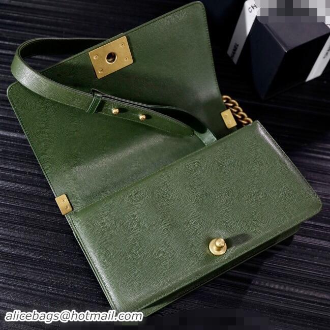 Good Product Chanel Grained Calfskin Medium Classic Le Boy Flap Bag A67086 Green