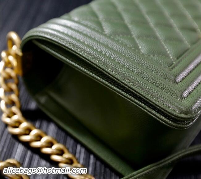 Good Product Chanel Grained Calfskin Medium Classic Le Boy Flap Bag A67086 Green