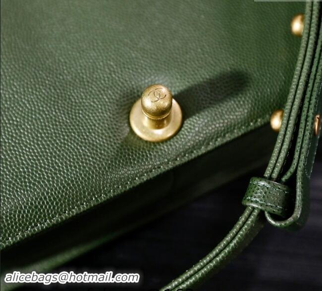 Good Product Chanel Grained Calfskin Medium Classic Le Boy Flap Bag A67086 Green