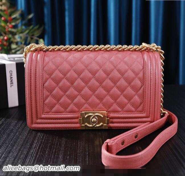 Grade Quality Chanel Grained Calfskin Medium Classic Le Boy Flap Bag A67086 Pink