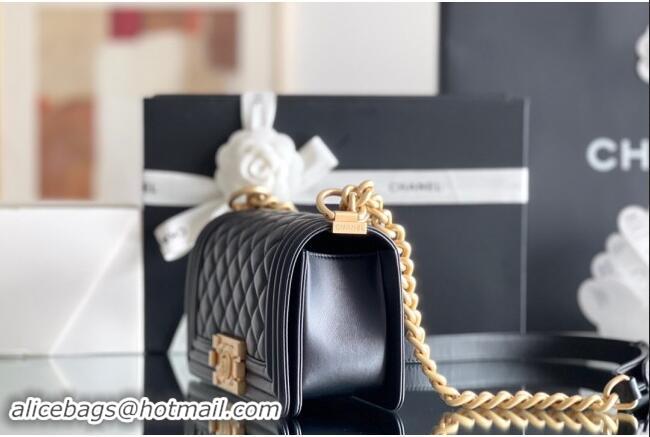 Big Discount Chanel Original Calfskin Leather Small Boy Flap Bag AS2630 Black/Gold Top Quality