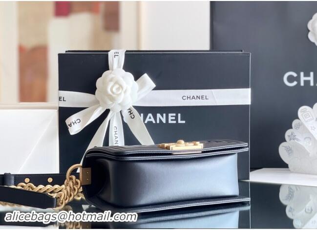 Big Discount Chanel Original Calfskin Leather Small Boy Flap Bag AS2630 Black/Gold Top Quality