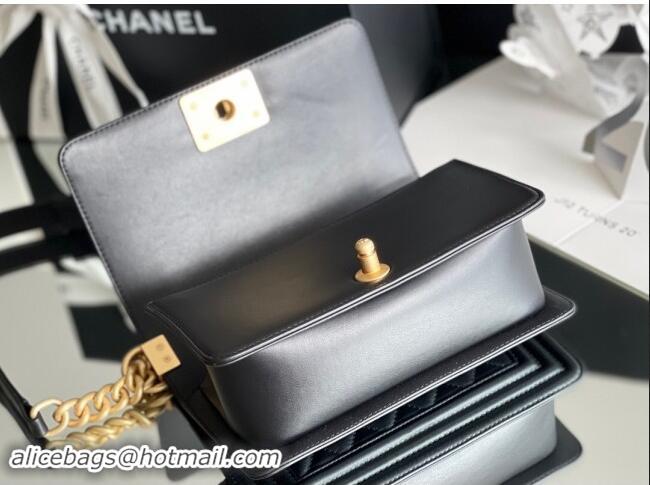 Big Discount Chanel Original Calfskin Leather Small Boy Flap Bag AS2630 Black/Gold Top Quality