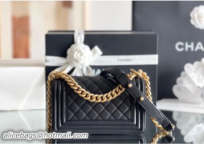 Big Discount Chanel Original Calfskin Leather Small Boy Flap Bag AS2630 Black/Gold Top Quality