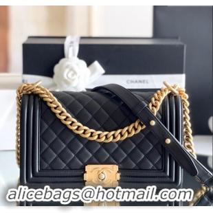 Promotional Chanel Original Calfskin Leather Medium Boy Flap Bag AS2631 Black/Gold Top Quality