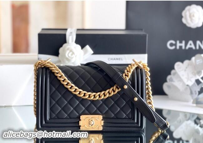 Promotional Chanel Original Calfskin Leather Medium Boy Flap Bag AS2631 Black/Gold Top Quality