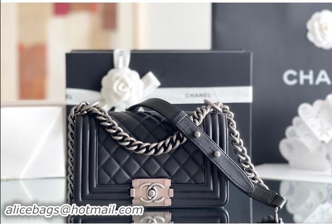 Discount Chanel Original Calfskin Leather Small Boy Flap Bag AS2630 Black/Silver 2023 Top Quality