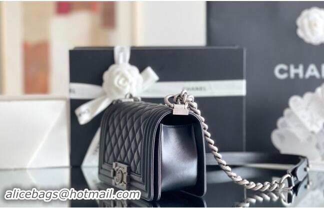 Discount Chanel Original Calfskin Leather Small Boy Flap Bag AS2630 Black/Silver 2023 Top Quality