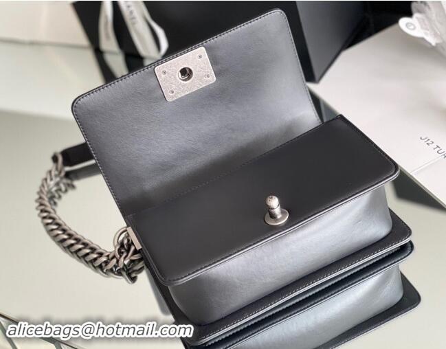 Discount Chanel Original Calfskin Leather Small Boy Flap Bag AS2630 Black/Silver 2023 Top Quality