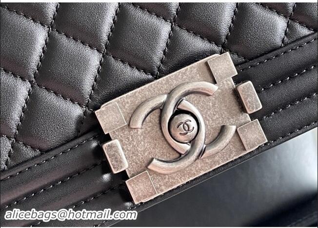 Discount Chanel Original Calfskin Leather Small Boy Flap Bag AS2630 Black/Silver 2023 Top Quality