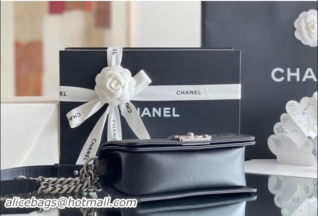 Discount Chanel Original Calfskin Leather Small Boy Flap Bag AS2630 Black/Silver 2023 Top Quality